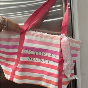 Victoria's Secret Pink and White Striped Tote